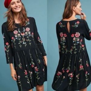 Vadim Elegant Black Floral Long Sleeve Dress size small